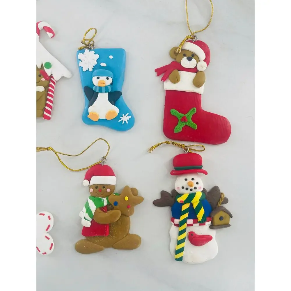 Set of 11 Christmas Clay Ornaments